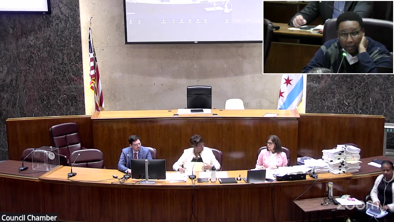 Ald. Jason C. Ervin (28th Ward) tells the Committee on Finance the Brooks Homes parking lots still flood, Sept. 22, 2026