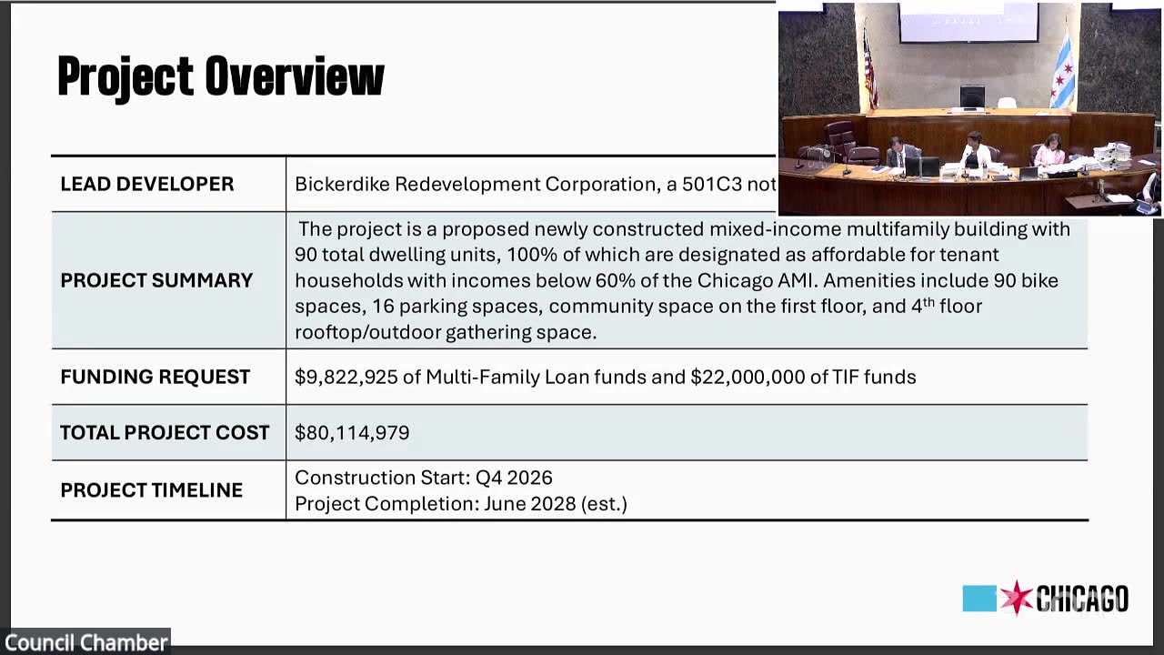 The Department of Housing's project overview slide for 5853 N. Broadway