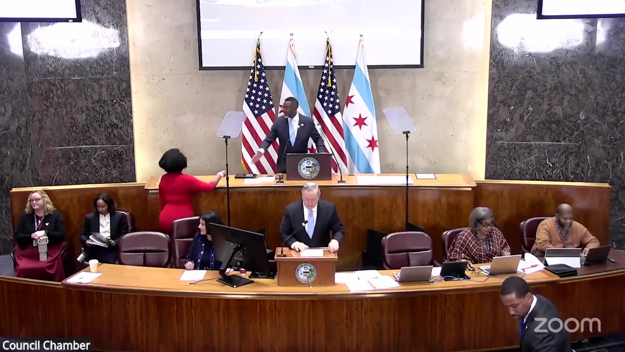 The City Council chamber at the close of Mayor Brandon Johnson's 2027 budget address, Oct. 21, 2026