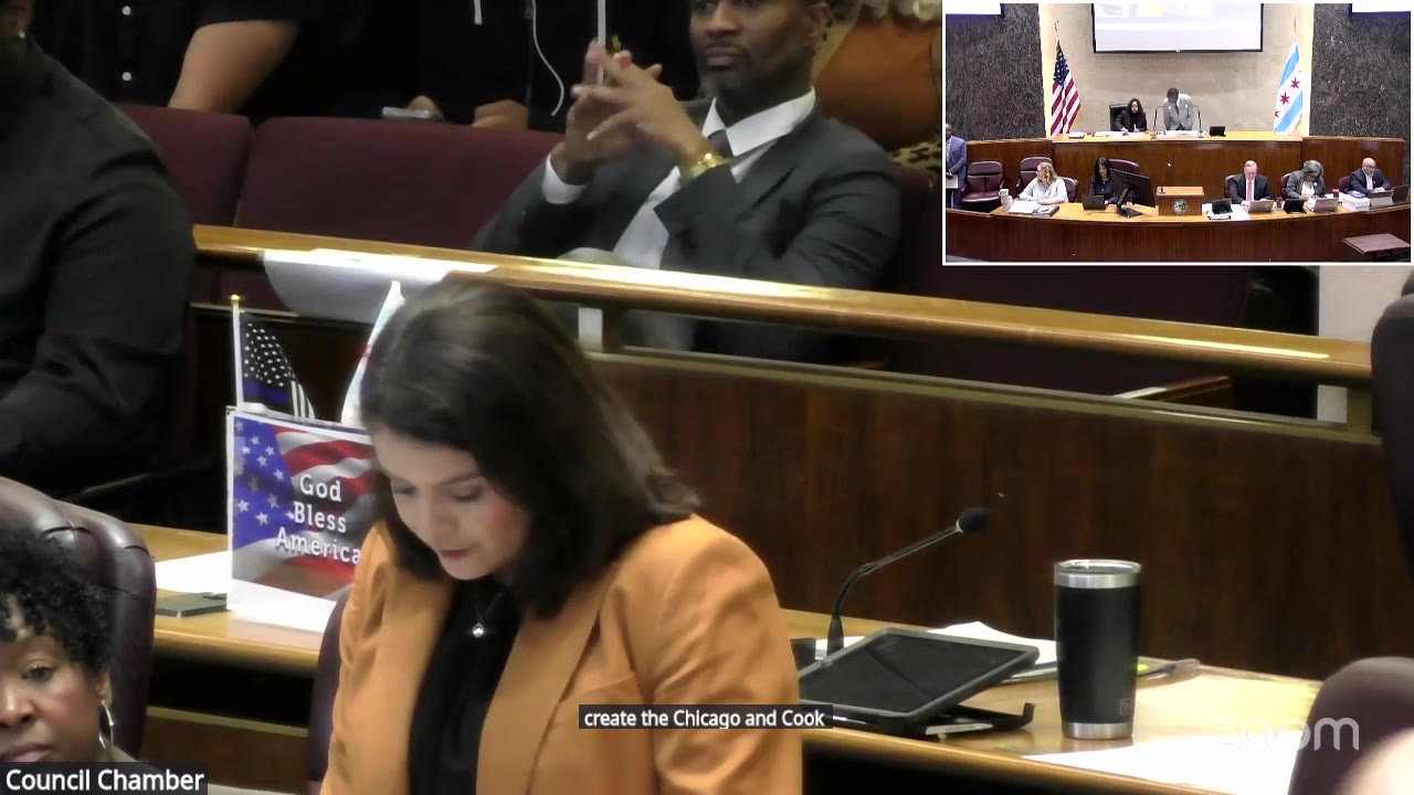 Ald. Silvana Tabares (23rd Ward) speaks on the Violence Against Women Task Force at the City Council, Oct. 14, 2026